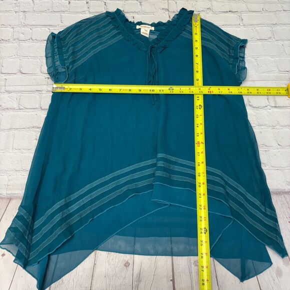 Sundance Women Sheer Ruffle 100% Silk Blouse Top Shirt Size Medium C037 -6 - Picture 2 of 14